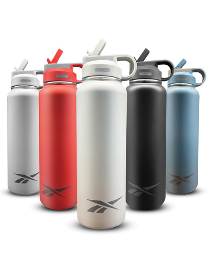 Reebok Athletic Stainless Steel Sports Water Bottle With Straw – 32 oz