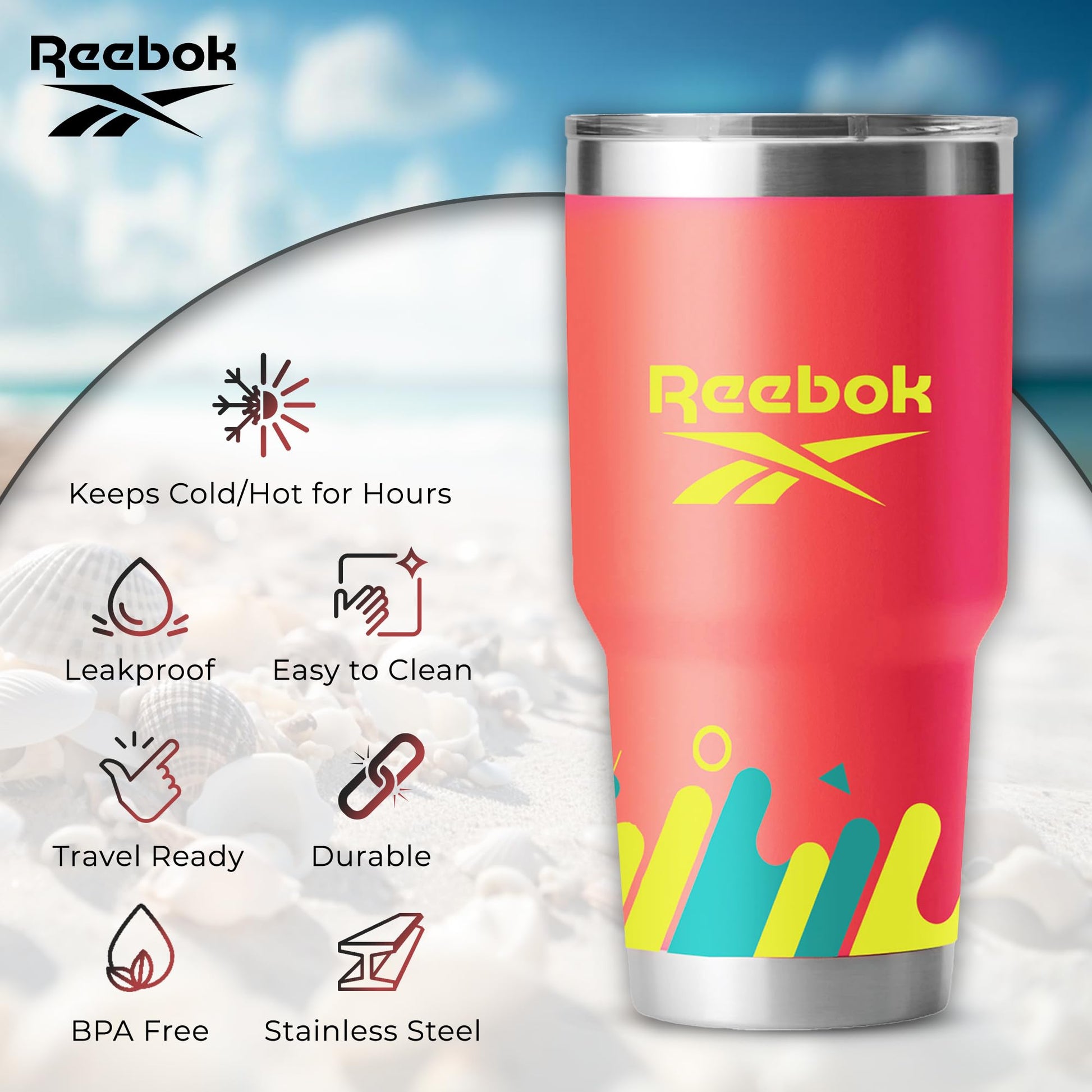 Reebok Stainless Steel 40 oz Insulated Water Bottle - BPA Free