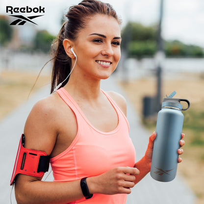 Reebok Athletic Stainless Steel Sports Water Bottle With Straw – 32 oz