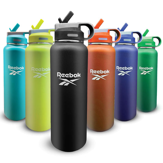 Reebok Lifestyle Stainless Steel Sports Water Bottle With Straw - 40 oz