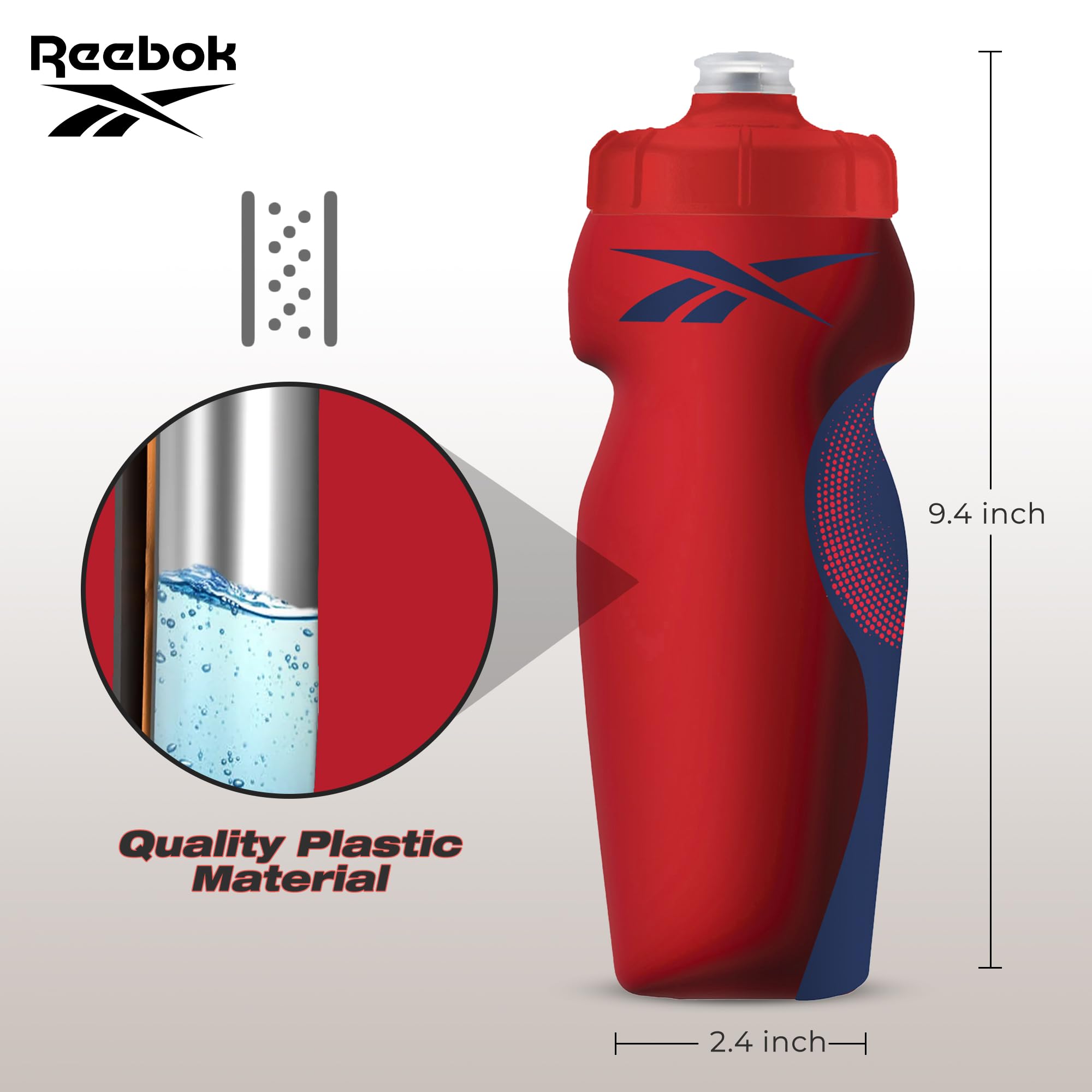 Reebok Athletic Squeeze Sports Water Bottles 24 oz iWorld