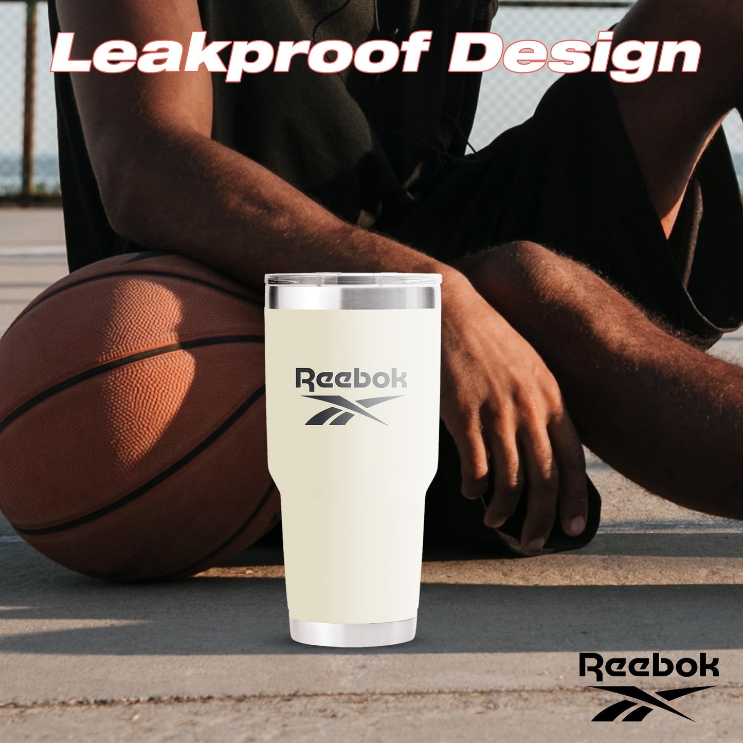 Reebok Lifestyle Stainless Steel Tumbler with Lid and Straw - 40 oz