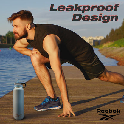 Reebok Athletic Stainless Steel Sports Water Bottle With Straw – 32 oz